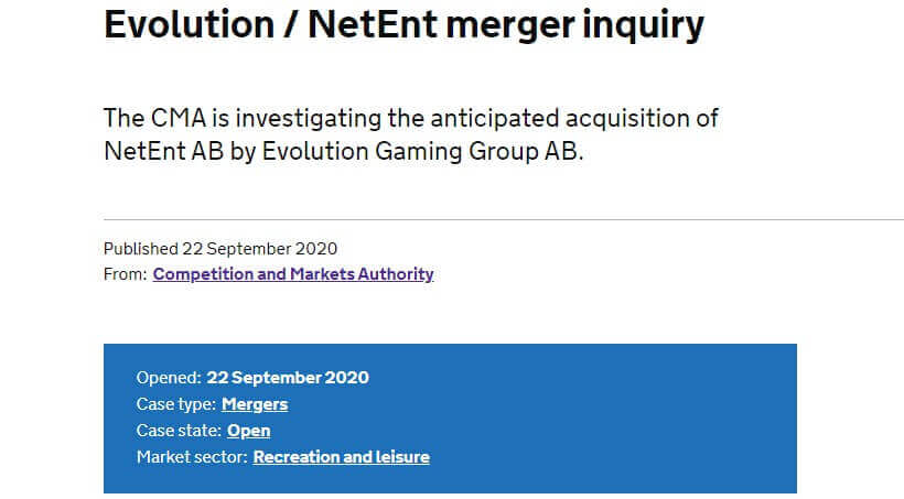 Britain investigating merger of Evolution Gaming and NetEnt Britain investigating merger of Evolution Gaming and NetEnt
